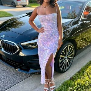 Elegant Lavender Sequin Dress